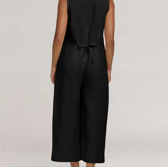 Cotton/Linen Blend Button Down Jumpsuit - Picture 6 of 8